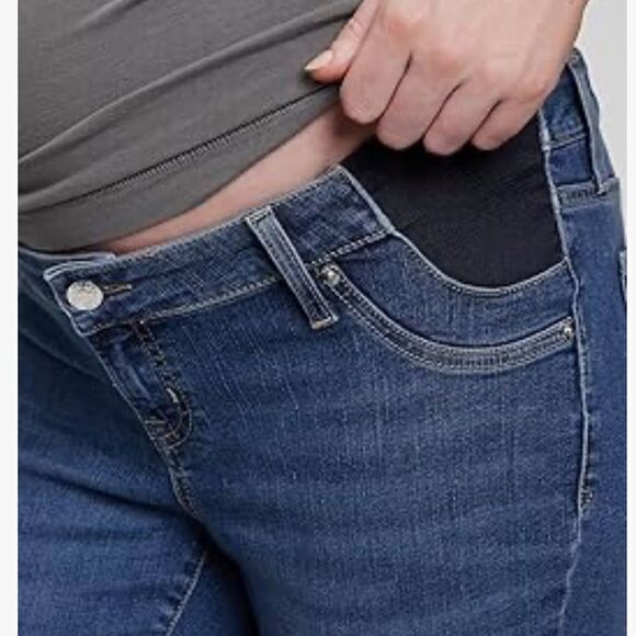 NWT- GAP Women's Maternity Inset Panel BLACK Skinny Jeans, Size 34/ 18 R - Picture 2 of 3